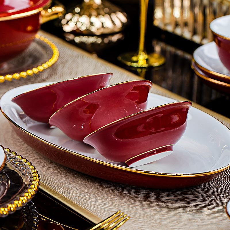 Jingdezhen underglaze color tableware set 2024 new Chinese dish set gift box household bowl and chopstick combination