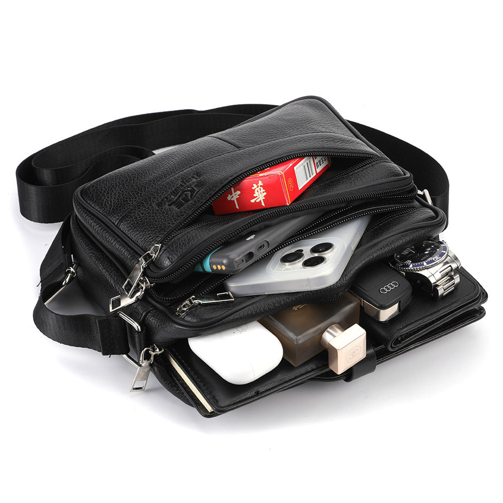 Cross-border shoulder bag men's horizontal men's bag large-capacity cowhide men's bag genuine leather high-end men's messenger bag