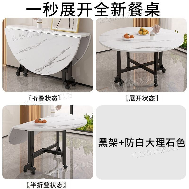 Foldable dining table - large round table for living room, multi-functional home dining table, collapsible simple small apartment round dining table