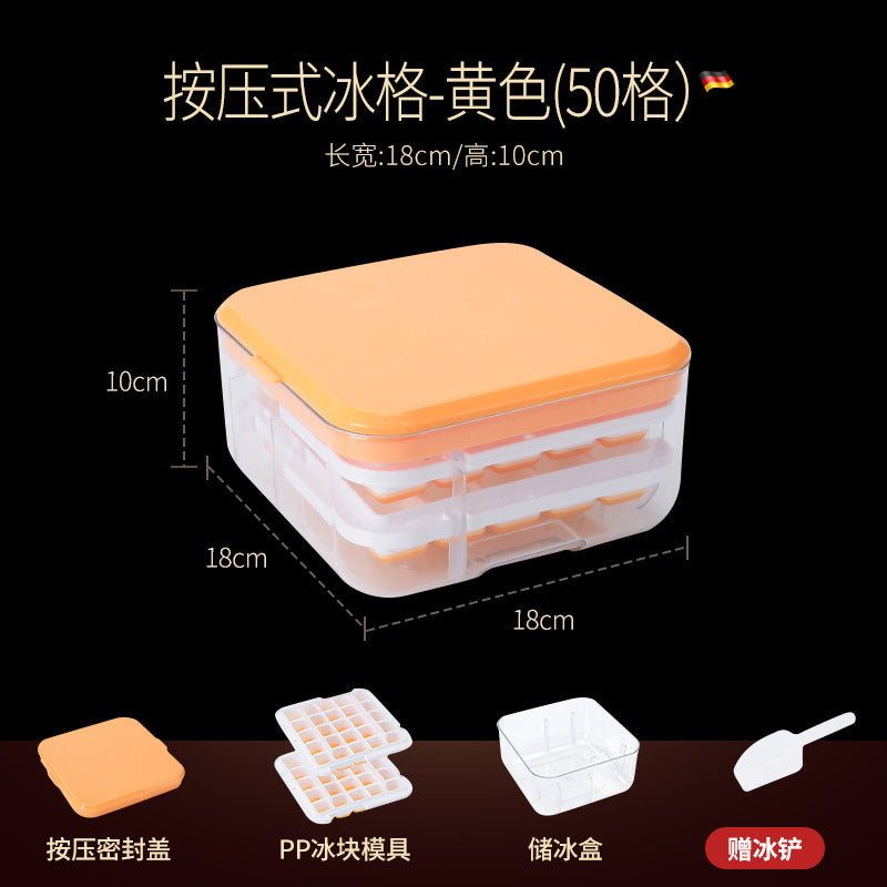 One bite summer ice cube box commercial silicone ice grid with lid ice box food grade ice cube mold press ice grid