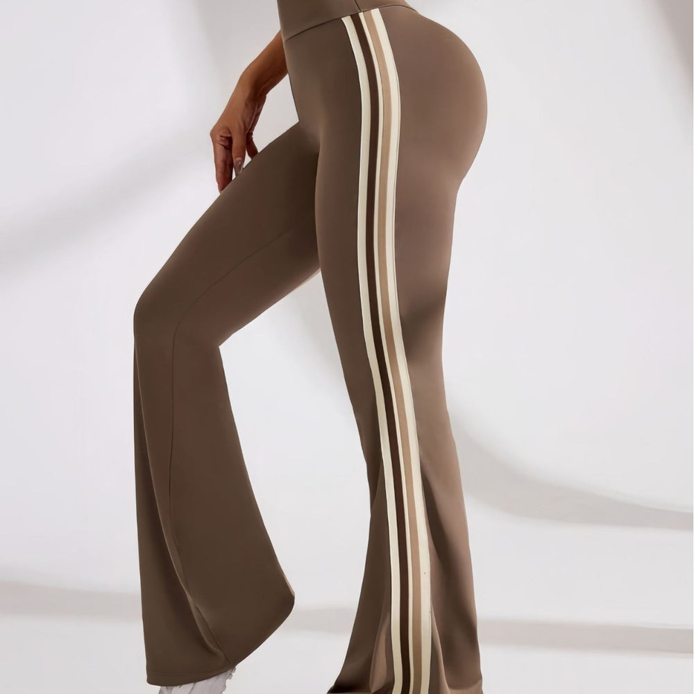 new arrivalcasual bootcut yoga pants high waist elastic pilates sports tummy control leg lengthening quick-drying bell bottoms