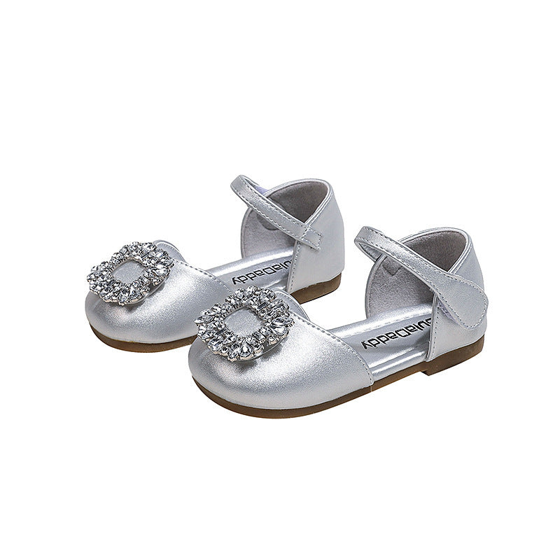 Girls' princess shoes soft sole summer new fashion kids' shoes rhinestone toe cap chanel style sandals student beach shoes