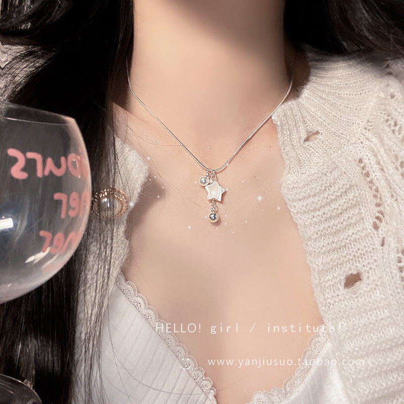 French shell star necklace women's 2024 new arrival hot style necklace accessory - lightweight luxury, niche, high-end clavicle chain