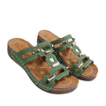 metal buckle wedge heel slippers  summernew arrivalplatform shoesplus sizethick sole one-line sandals women's wholesale