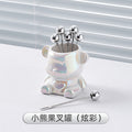 Simple ins style bear stainless steel fruit fork set fruit pick household high-looking ceramic fruit fork jar wholesale