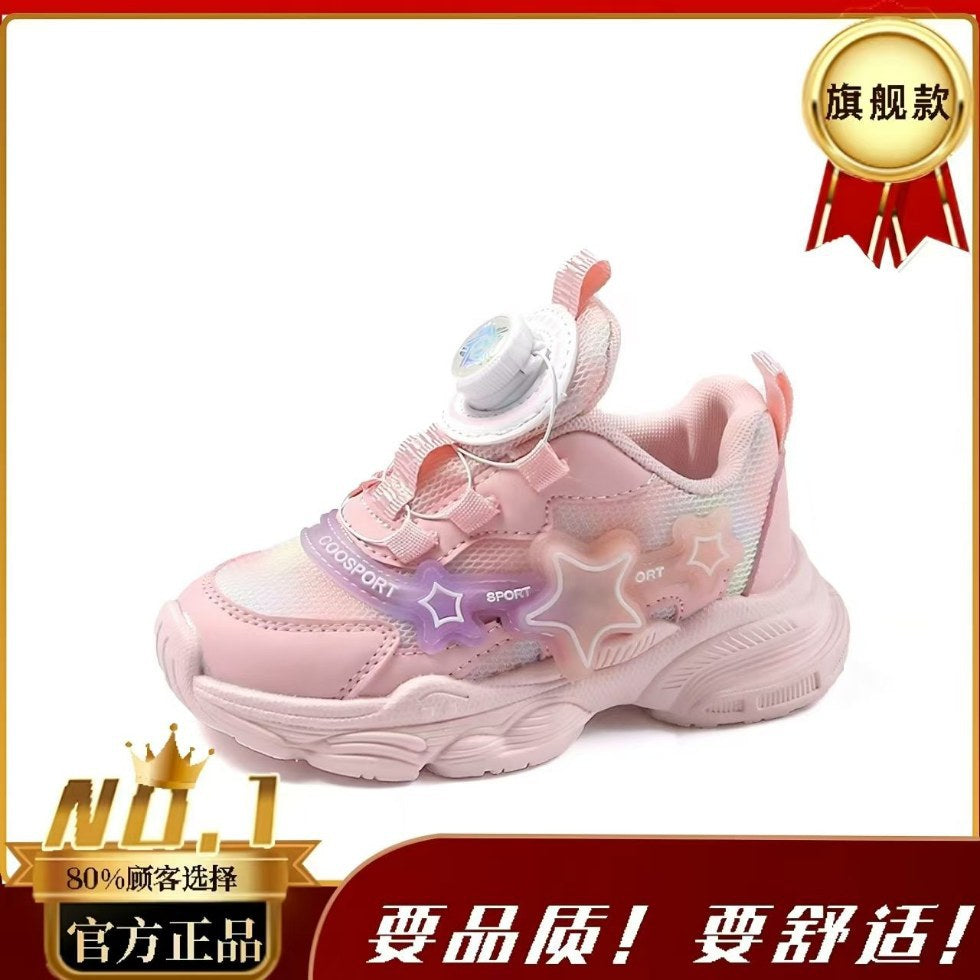 fall/winter new girls' light-up chunky sneakers - lightweight, breathable athletic shoes for mid-to-large children