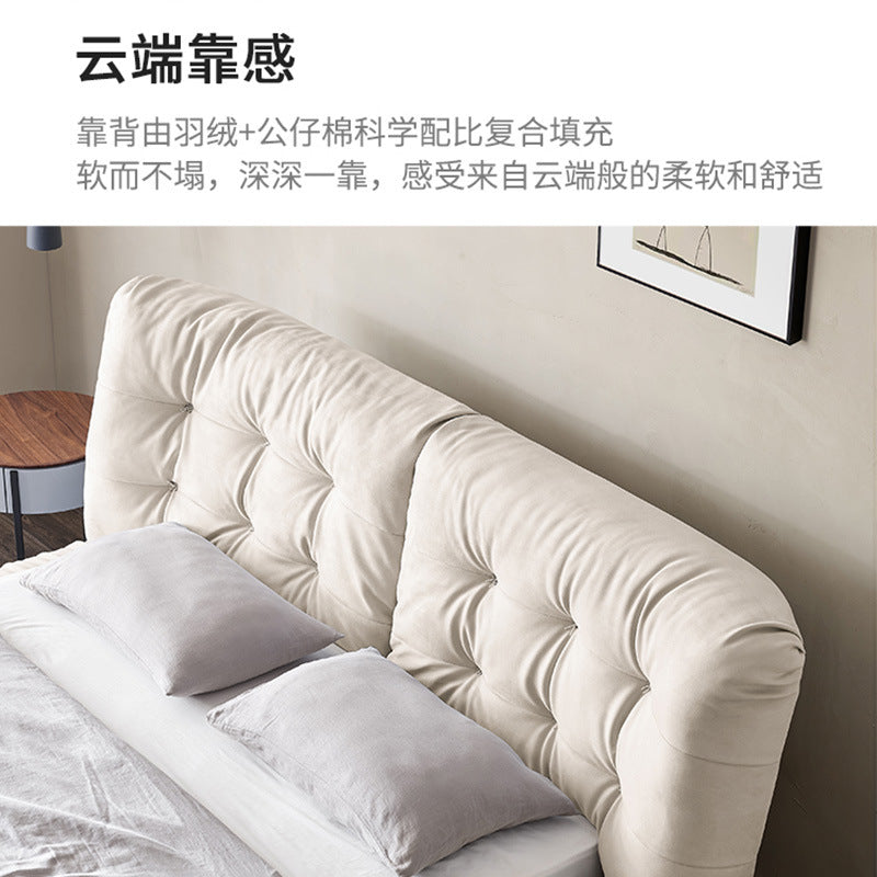 Cloud bed casual modern technology cloth wabi-sabi style accessible luxury bed master bedroom cream style designer fabric bed