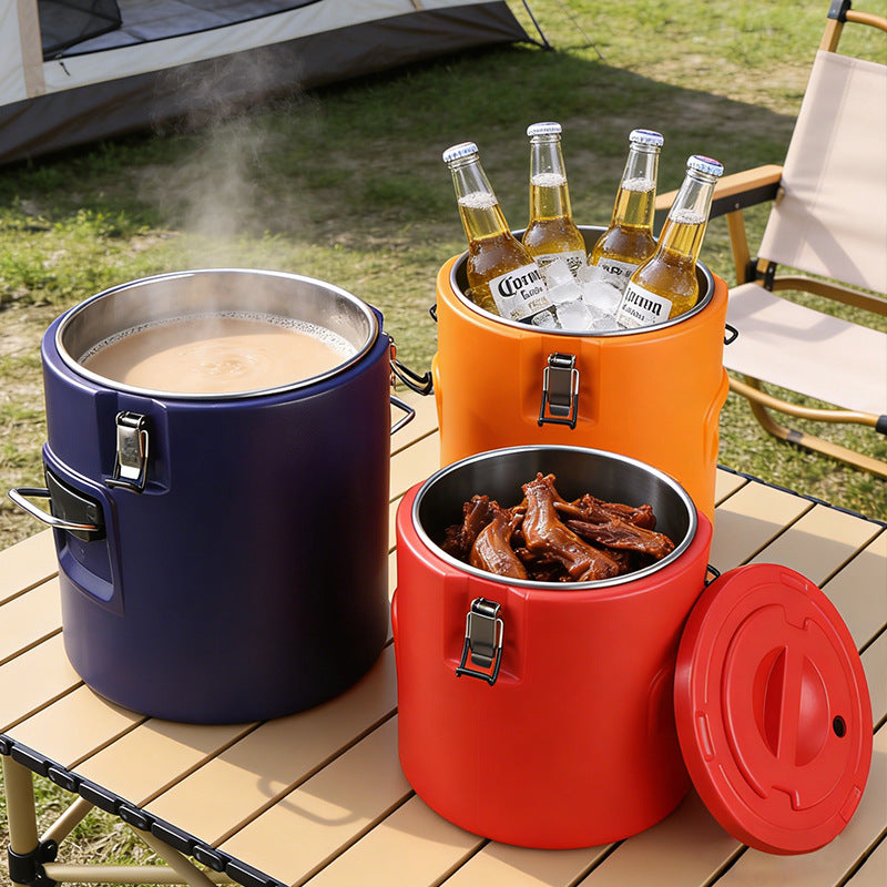 Stainless steel insulated bucket for stalls, special commercial colorful milk tea bucket, rice bucket, ice bucket, special breakfast soy milk bucket for stalls