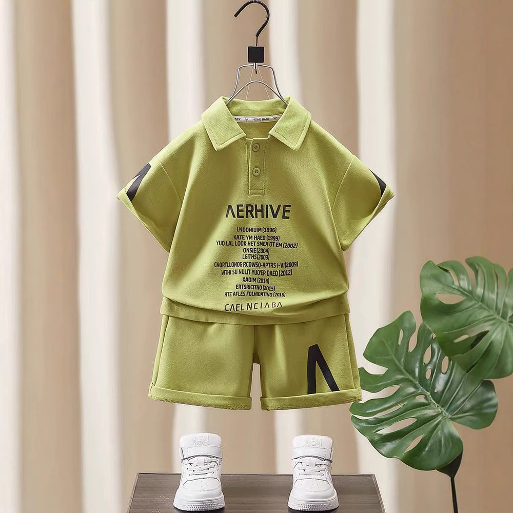 Boys' summer outfit: stylish kids' short-sleeve clothing,  new trendy & edgy baby fashion, street-style children's wear