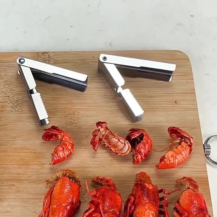 Stainless steel multi-function lobster claw tool - shrimp & crab tool for crayfish, quick shell opening, deveining & meat removal