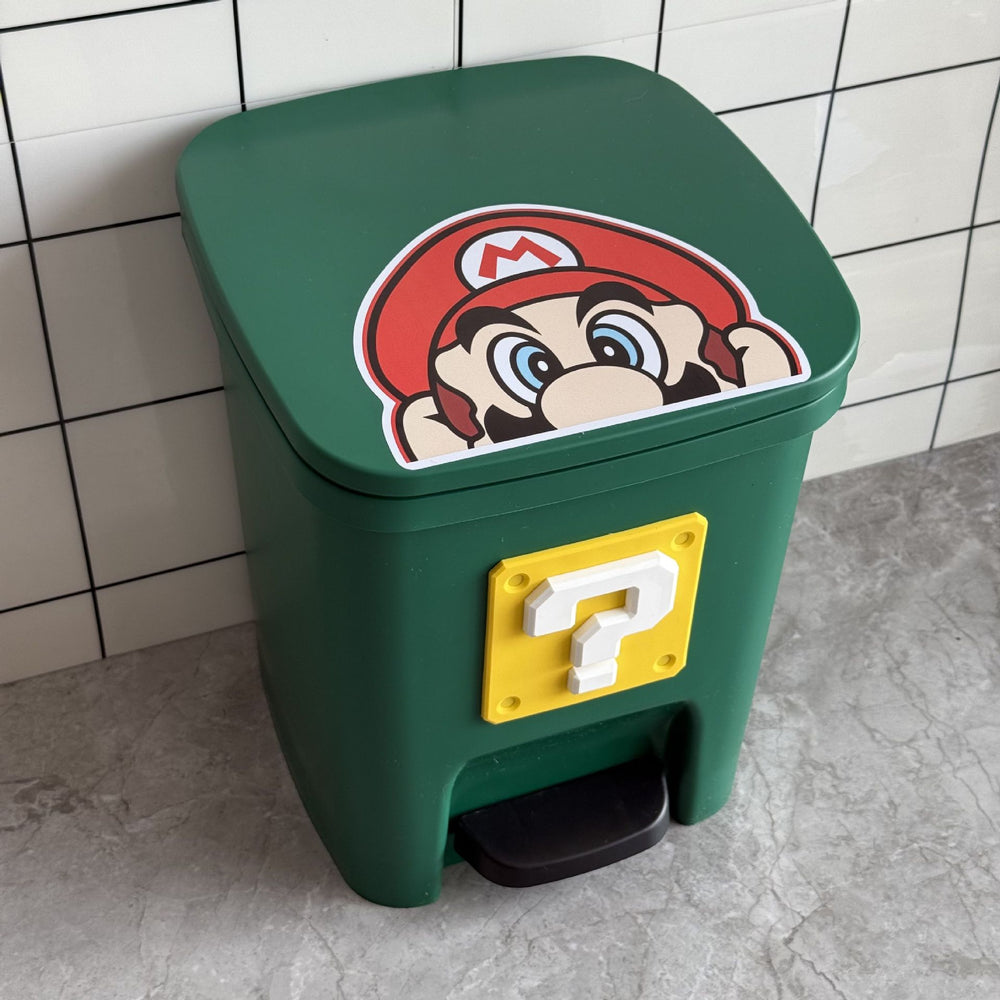 Maimai trash can with lid, cute and childlike, for home, living room, bedroom, silent, large capacity, bathroom, kitchen