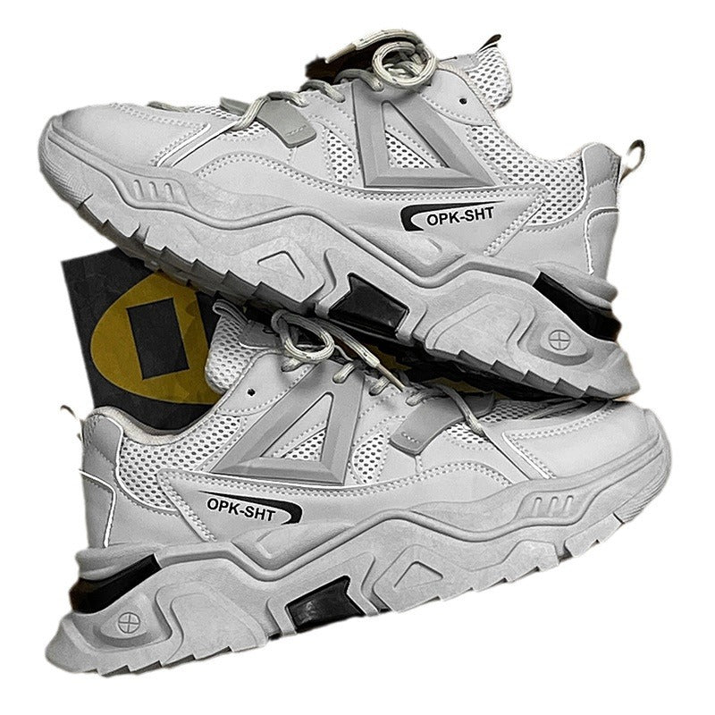 Popular men's shoes winter youth mesh sneakers running boys trendy brand black warrior dad shoes to increase height