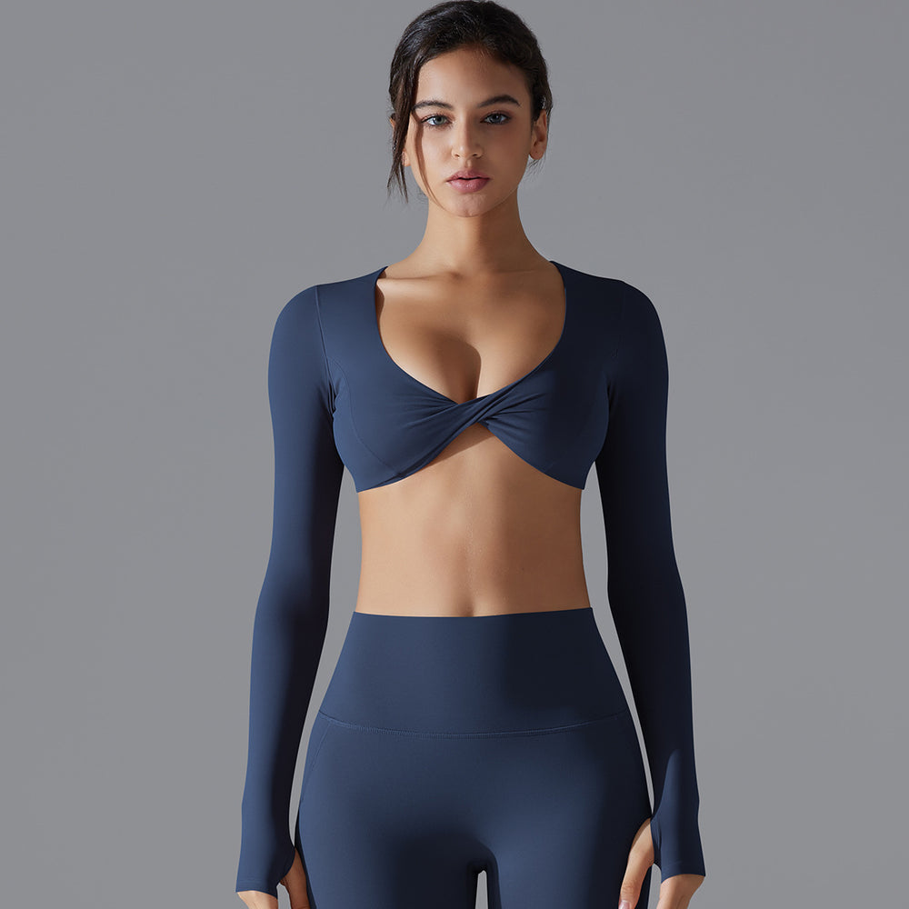 European and american sexy push-up long sleeve yoga top - barely there feel, quick-dry, compression sports t-shirt - casual running & fitness top for women