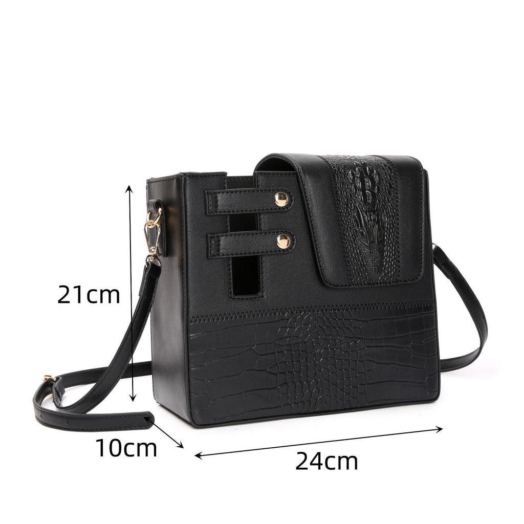 Cross-border hot-selling crocodile pattern messenger bag PU leather beverage water cup bag light luxury portable travel bag universal thermos cup bag