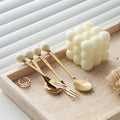 Simple macaron glazed ceramic handle fruit fork creative stainless steel fork spoon high-value home dessert spoon