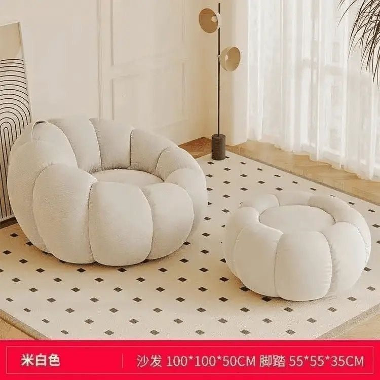 Cream style lazy sofa can lie down and sleep back chair pumpkin single sofa cashmere sofa chair fabric all-in-one