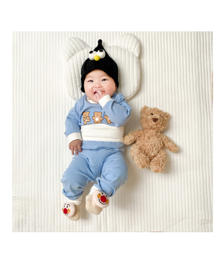 Infant and toddler long-sleeve underwear set - autumn/winter baby pajamas & loungewear - kids' warm, belly-protecting two-piece set
