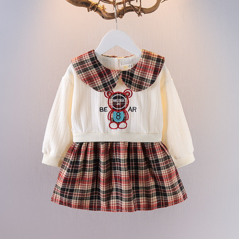 Girls' preppy plaid dress - stylish autumn/winter princess dress for baby girls - korean fashionable autumn outfit