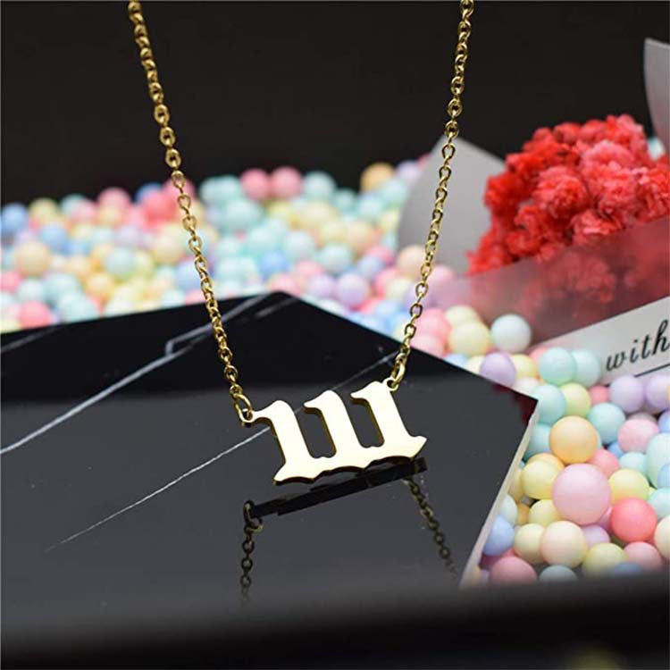 Amazon fashion custom stainless steel pendant necklace - european and american popular numbered choker