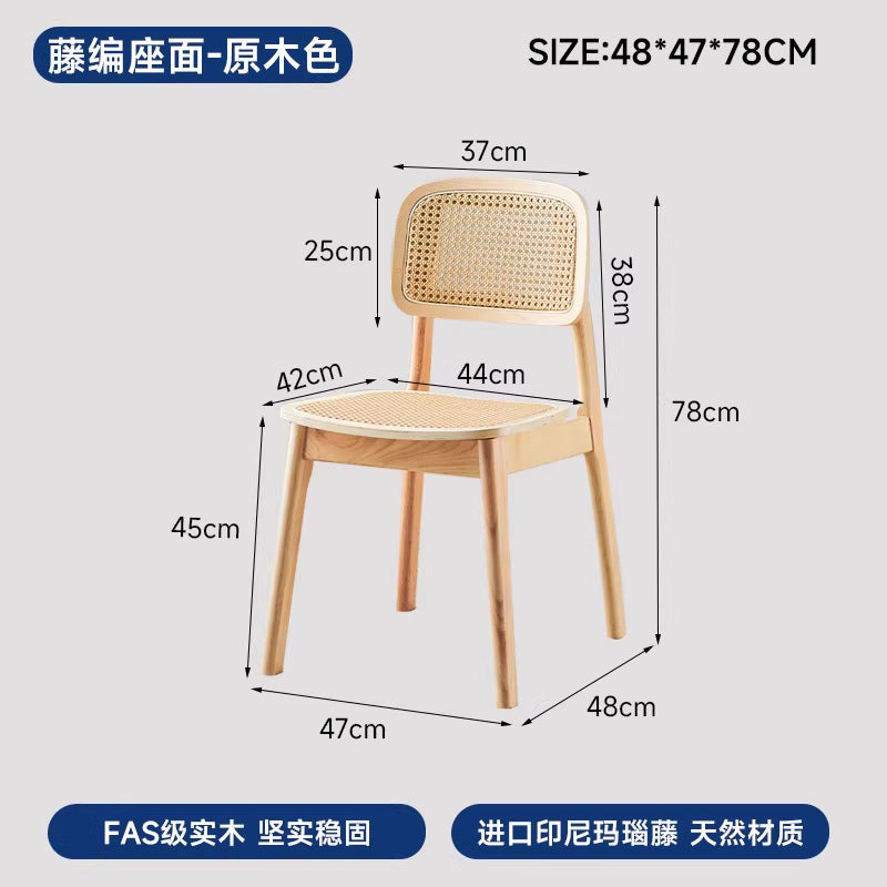 Casual modern rubber wood high bar stool wabi-sabi style rattan bar chair for home island chair other cloth dining chair