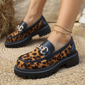 plus size slip-on leopard print loafers for women  spring & fall new arrivalthick soleflats british style small leather shoes for women