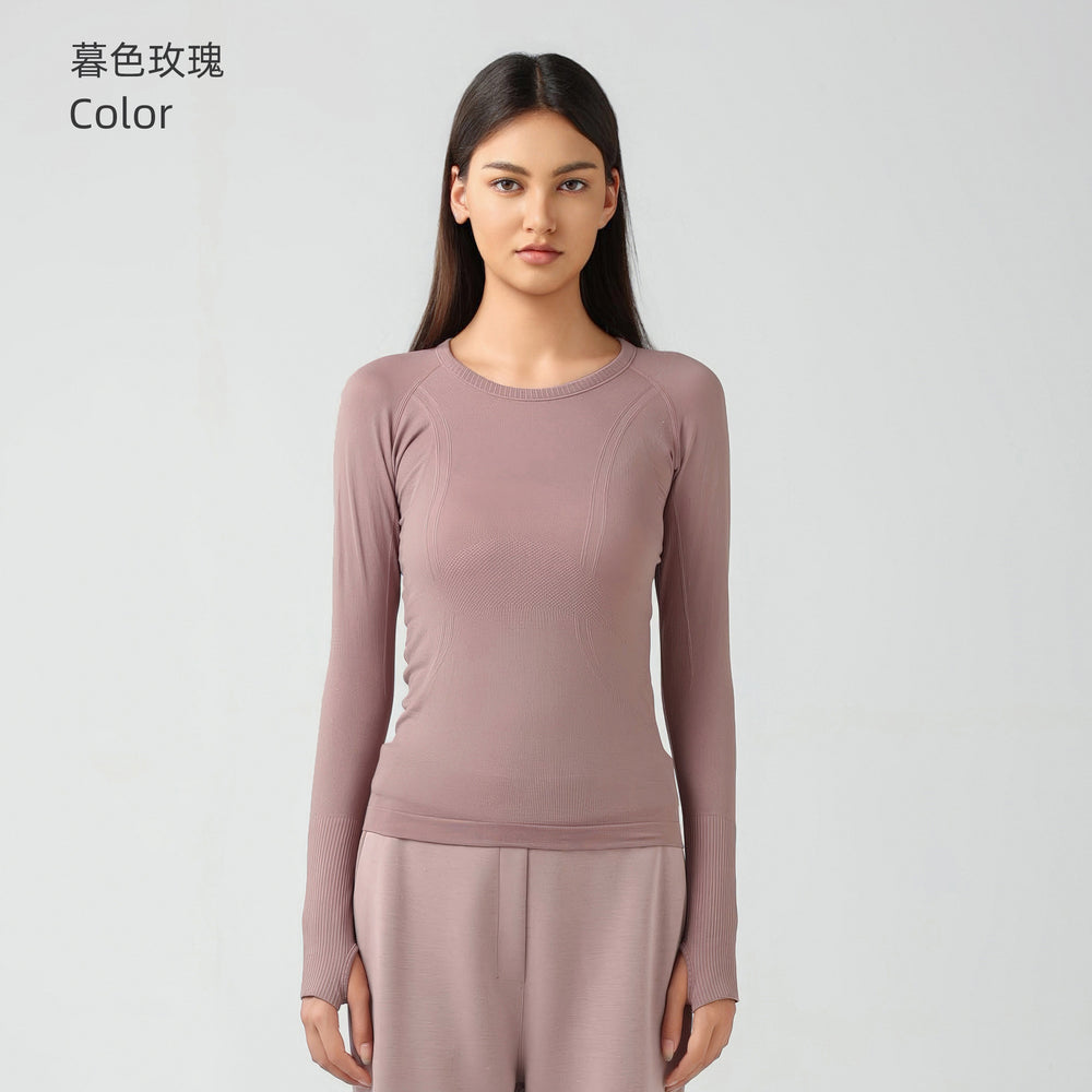 D19083: diqian apparel new seamless yoga top - women's long sleeve activewear for running, comfort, breathability, and fitness