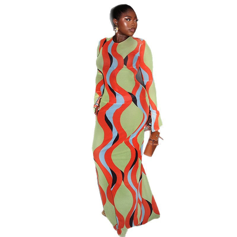 European and american style trendy new women's fashion export slim-fit bodycon dress - round neck, comfortable long sleeves, slimming, and trendy