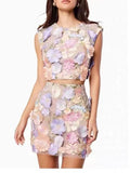 Spring  women's skirt set: high-end embroidered crochet sleeveless cropped top and bodycon midi skirt two-piece outfit