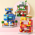 Street view city building blocks mini fast food beverage commercial street compatible with lego boys and girls educational assemble toy gift
