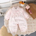 Baby spring & fall new arrival onesie full moon 100 days baby girl princess floral double layer romper outing onesie