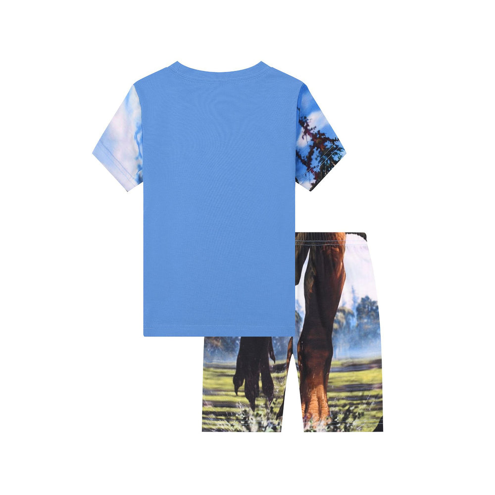 manufacturer supplies 3d digital printed forest dinosaur home clothes short-sleeved shorts 2-piece set