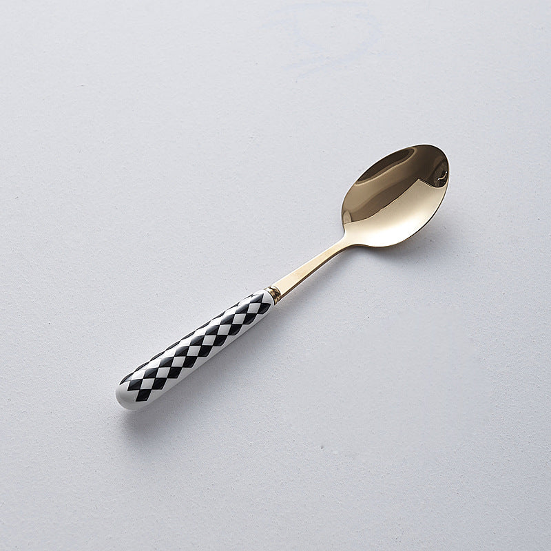 Minimalist ceramic stainless steel steak knife and fork set - trendy ins style cutlery, creative fruit forks, western dinnerware wholesale