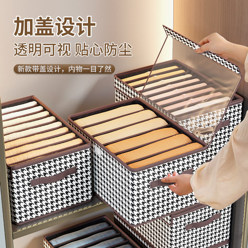 Light luxury PP board storage box, pants storage artifact, jeans storage basket, household dormitory wardrobe storage grid box