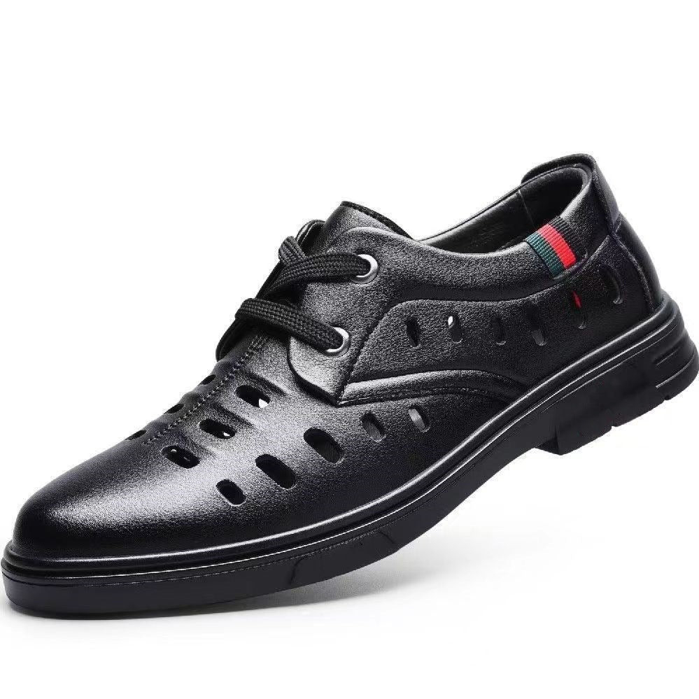 Summernew arrivalcut out perforated breathable business formal leather shoes men's casual wedding groom british pointed toe men's shoes