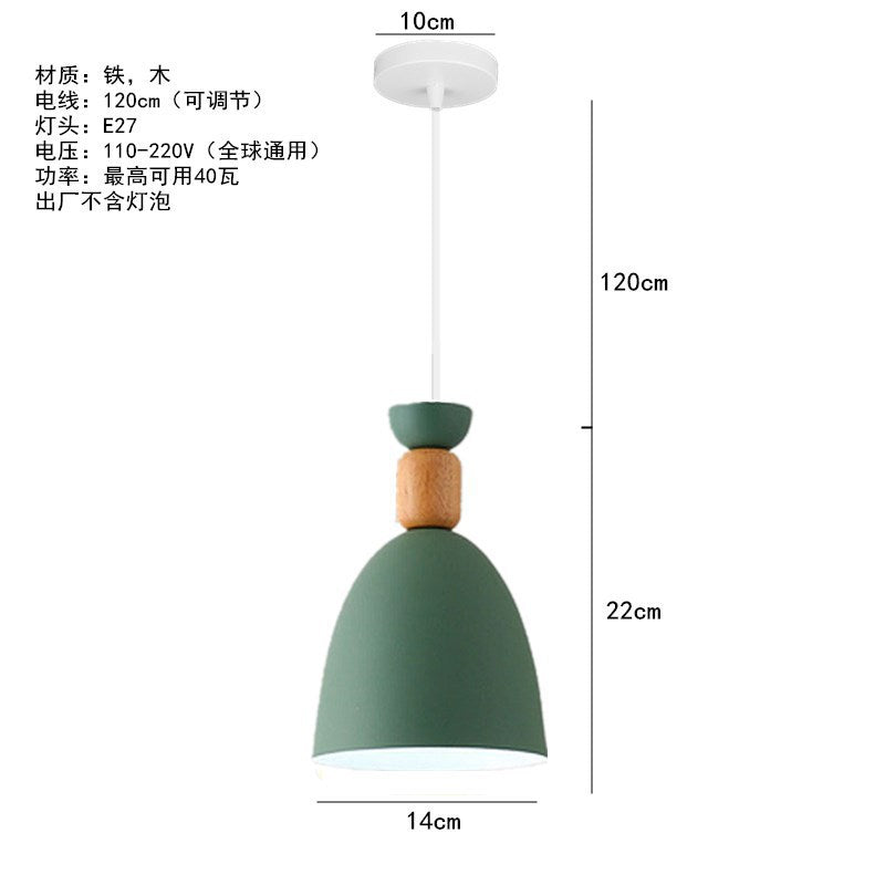 Creative pastoral and rural style LED color Nordic wrought iron wood chandelier, personalized modern simple lighting fixtures, post-modern