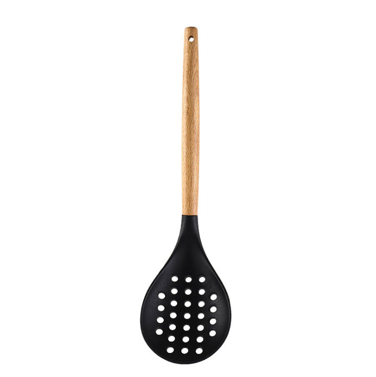 in stock silicone kitchenware for home non-stick pan cooking spatula baking colorful wooden handle kitchen supplies