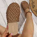 Exportplus sizesummernew arrival woven fishnet baotou half slippers women's outwearcut out mesh breathable flats sandals