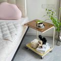 Cream style popular wheeled trolley bedroom glass side table small apartment living room movable sofa storage rack
