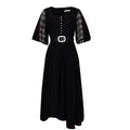 D280: belt included -  new cross-border fashion: european & american style patchwork chiffon beaded socialite african export dress