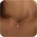 Bestselling european and american new arrival: diamond-studded cross pendant necklace - women's choker, minimalist fashion, commute-ready, exquisite jewelry accessory