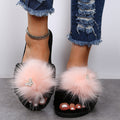 2024 fall/winter new korean style butterfly one-strap flat slippers, warm round-toe indoor/outdoor cotton slippers, fuzzy slippers for women
