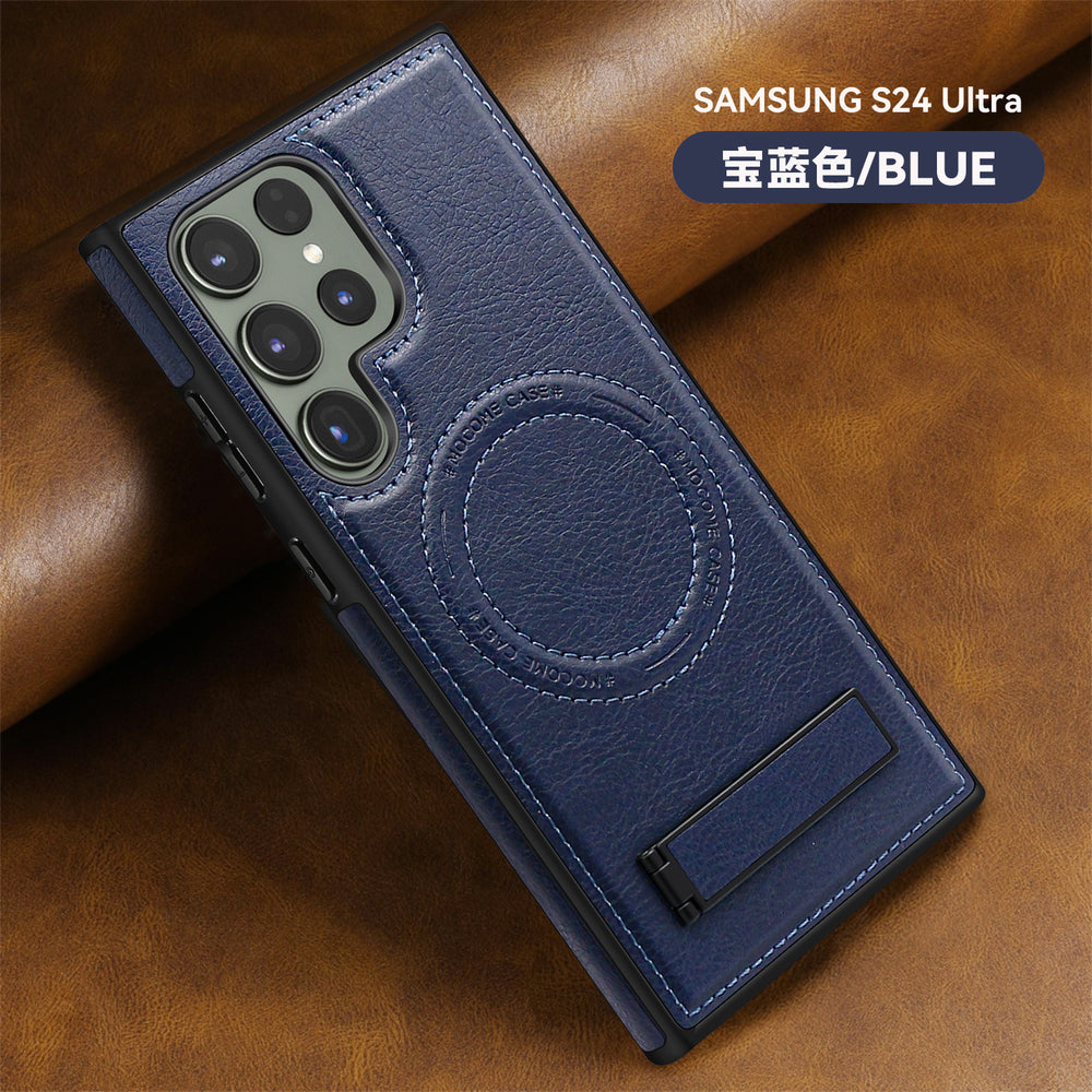 Crystal shield leather case for samsung s25 edge premium leather magnetic phone case s24ultra invisible stand