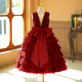 European and american cross-border custom girls' dresses, tutu skirts, little girl's cake skirts, performance costumes, deep v-back with 3d butterfly detail