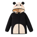 kids fleece capsules outwearfall and winter cartoon embroidered panda color matchingthickened hooded girl zippertops