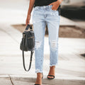summer  cross-border e-commerce new denim distressed jeans,  trendy women's casual pants