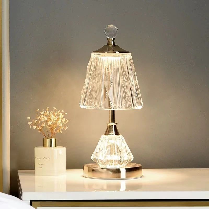 Crystal table lamp - bedroom bedside light, modern luxury touch control, new high-end style, instagrammable girly ambiance, small bedside table lamp