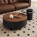 Minimalist mid-century modern round solid wood coffee table for home living room, light luxury small apartment, modern high-end creative combination