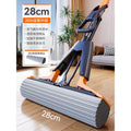 Upgraded 28cm quadruple water squeezing mop + 2 original quick-soft cotton heads