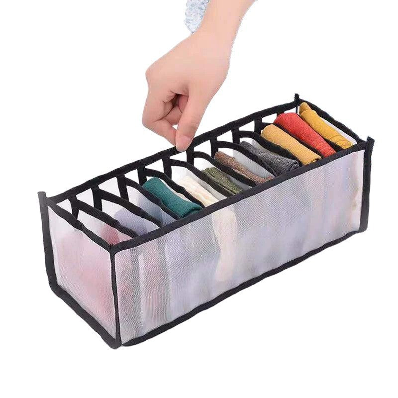Cross-border mesh grid underwear storage box wardrobe drawer storage artifact finishing bag socks underwear multi-grid storage