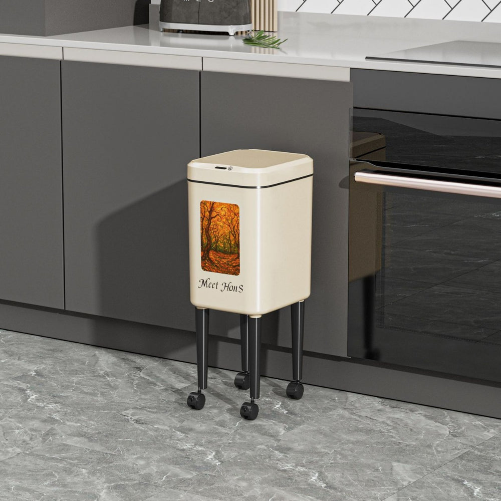 No-bending, high-style new tall kitchen trash can, household large-capacity wheeled and movable sanitary bin